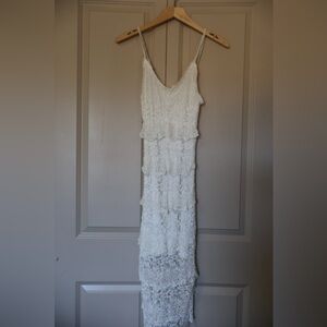 Boston Proper white crochet salsa dress
